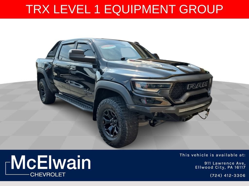 2023 RAM 1500 TRX Crew Cab 4x4 5'7" Box in Black — front three-quarter view