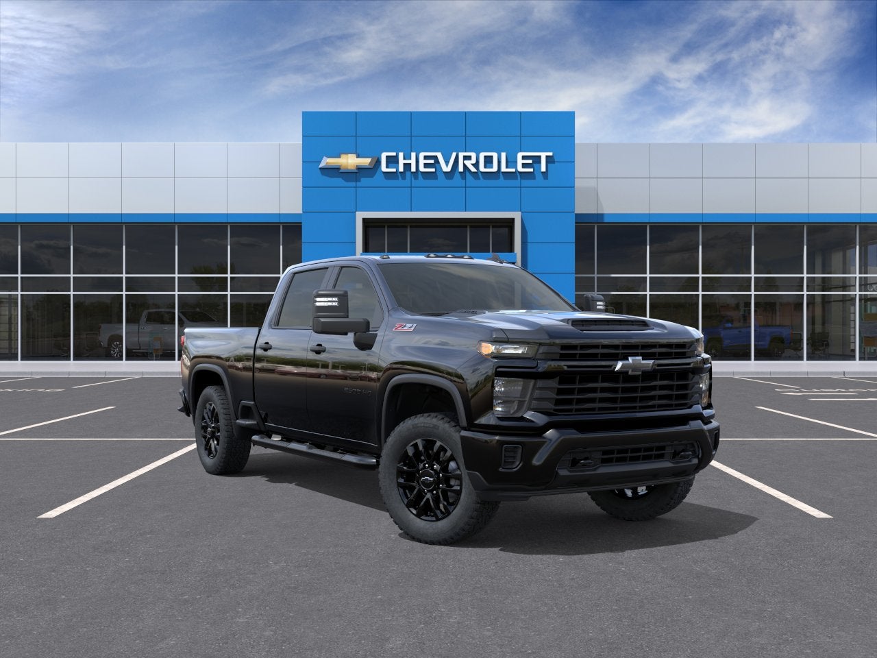 2026 Chevrolet Silverado 2500 HD Custom in Black — front three-quarter view