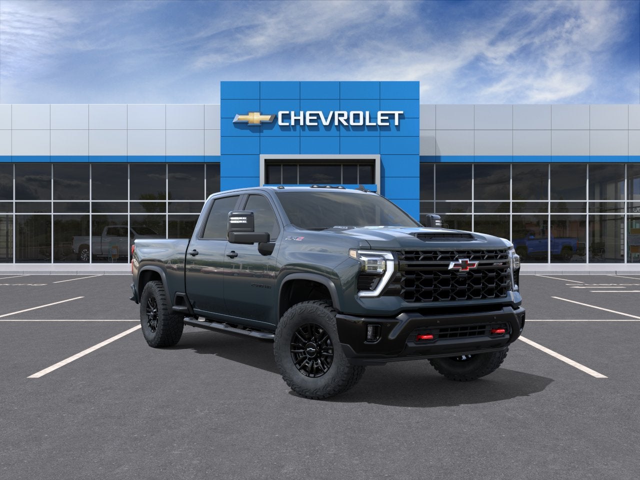 2026 Chevrolet Silverado 2500 HD ZR2 in Cypress Gray — front three-quarter view