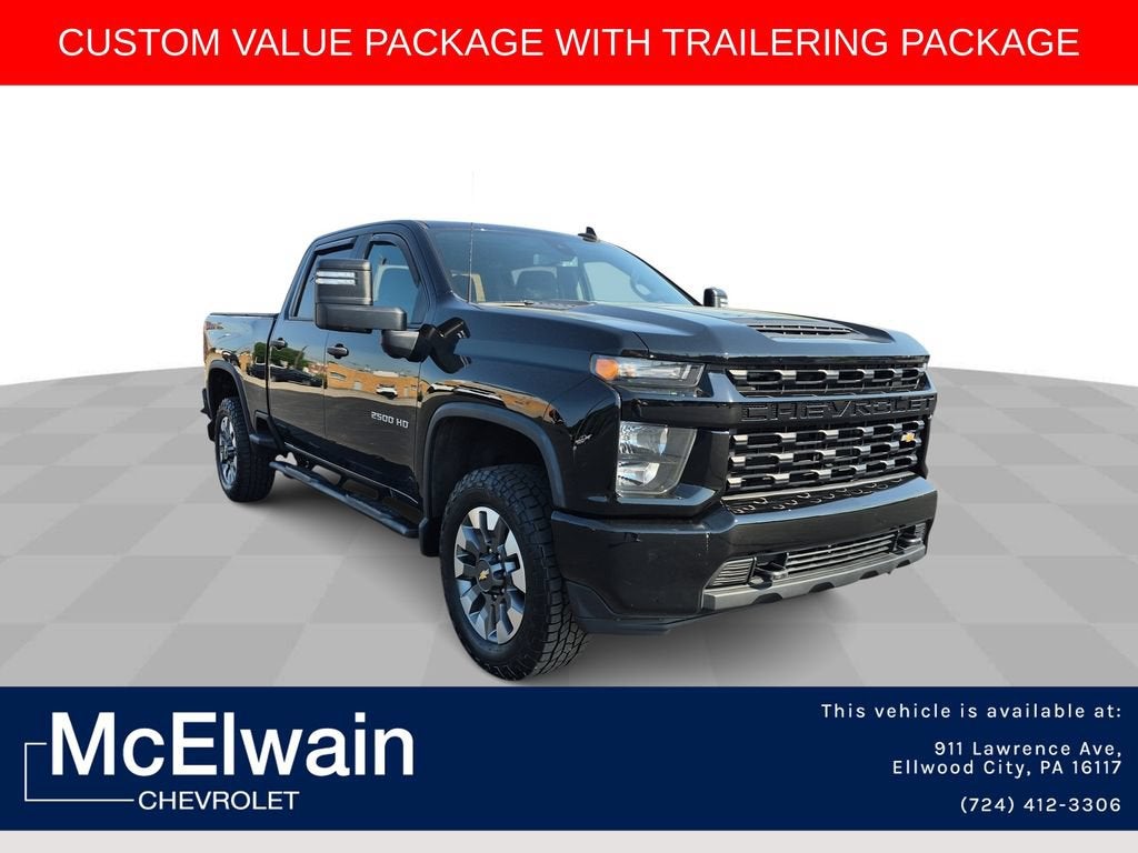2021 Chevrolet Silverado 2500 HD Custom in Black — front three-quarter view
