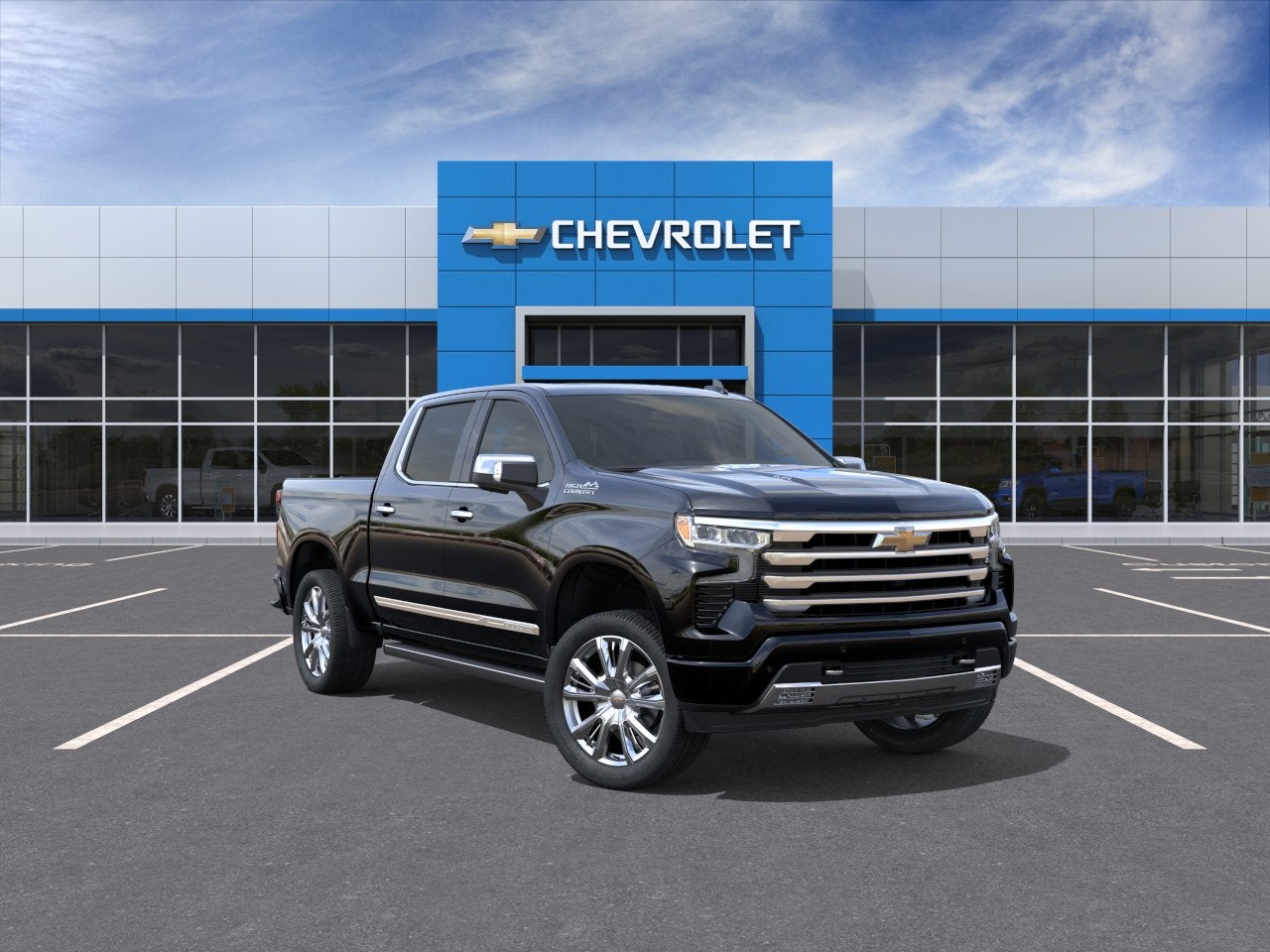 2026 Chevrolet Silverado 1500 High Country in Black — front three-quarter view