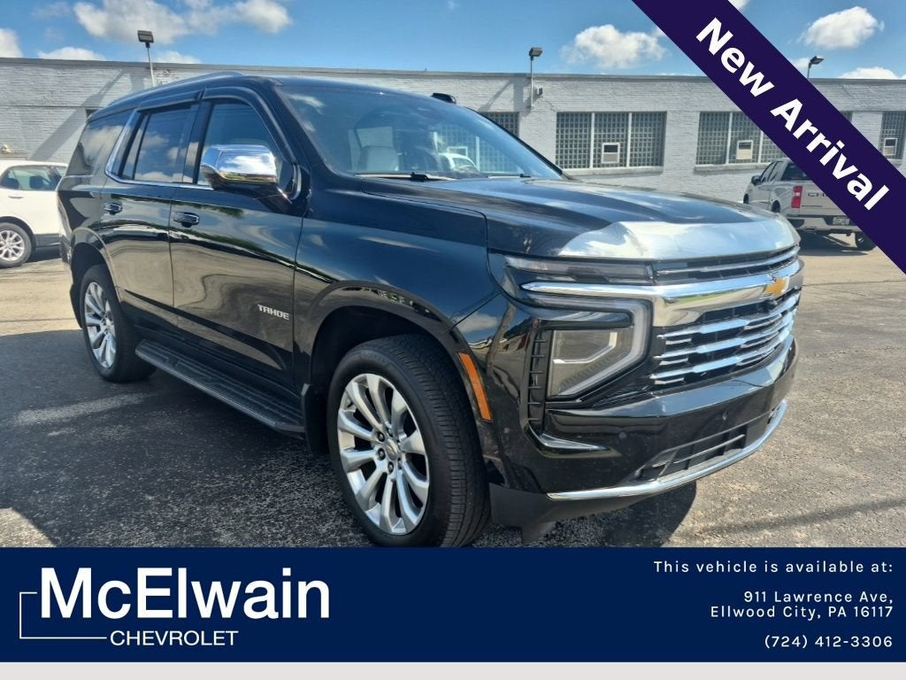 2025 Chevrolet Tahoe Premier in Black — front three-quarter view