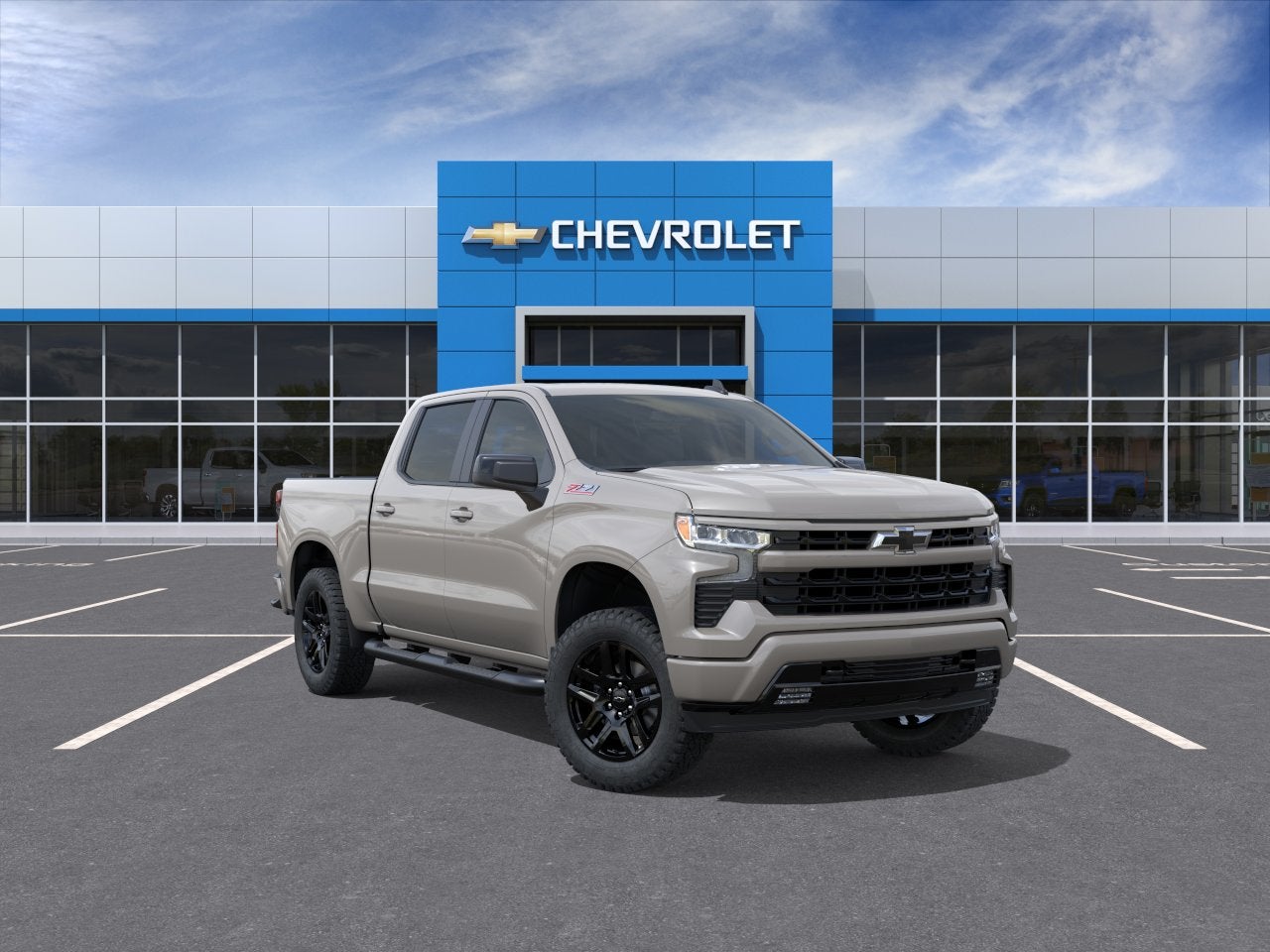 2026 Chevrolet Silverado 1500 RST in White Sands — front three-quarter view