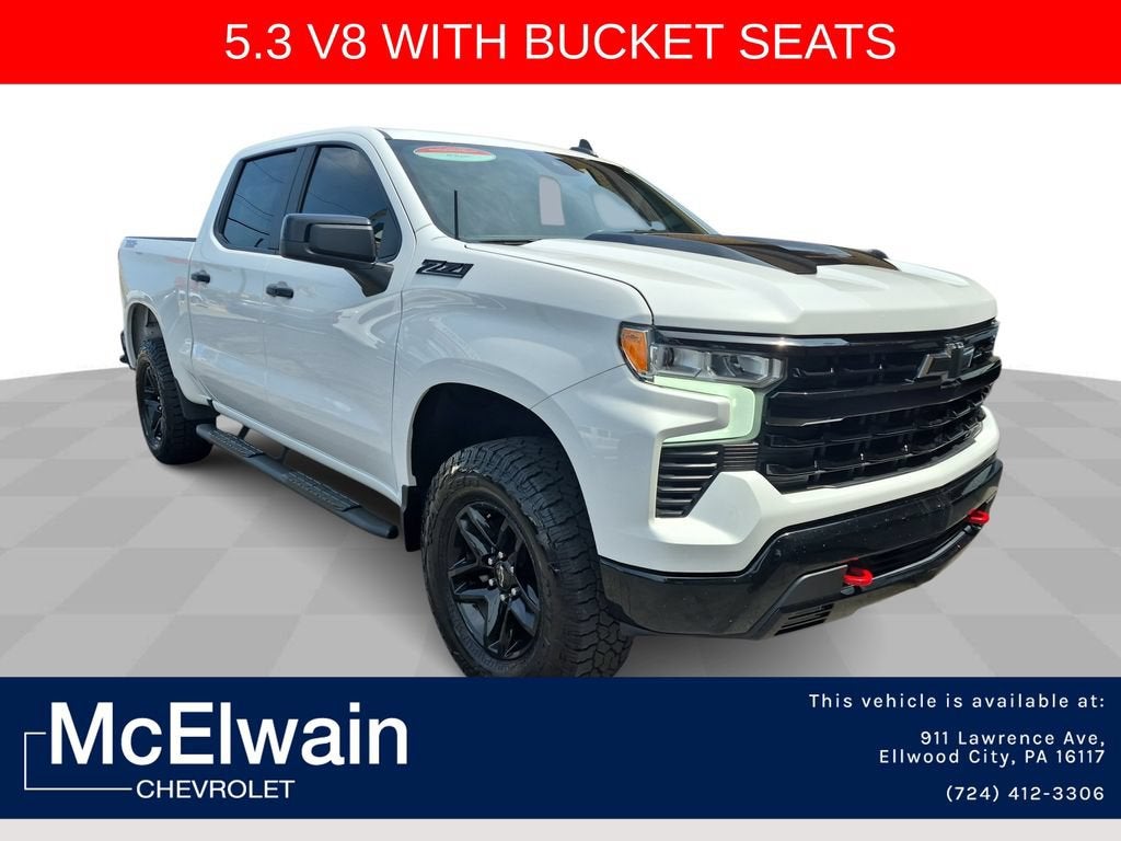 2024 Chevrolet Silverado 1500 LT Trail Boss in Summit White — front three-quarter view