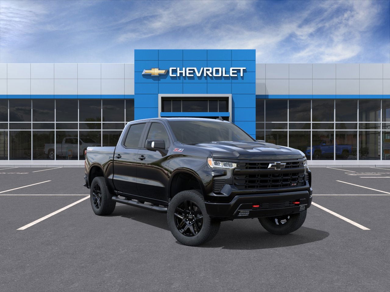 2026 Chevrolet Silverado 1500 LT Trail Boss in Black — front three-quarter view