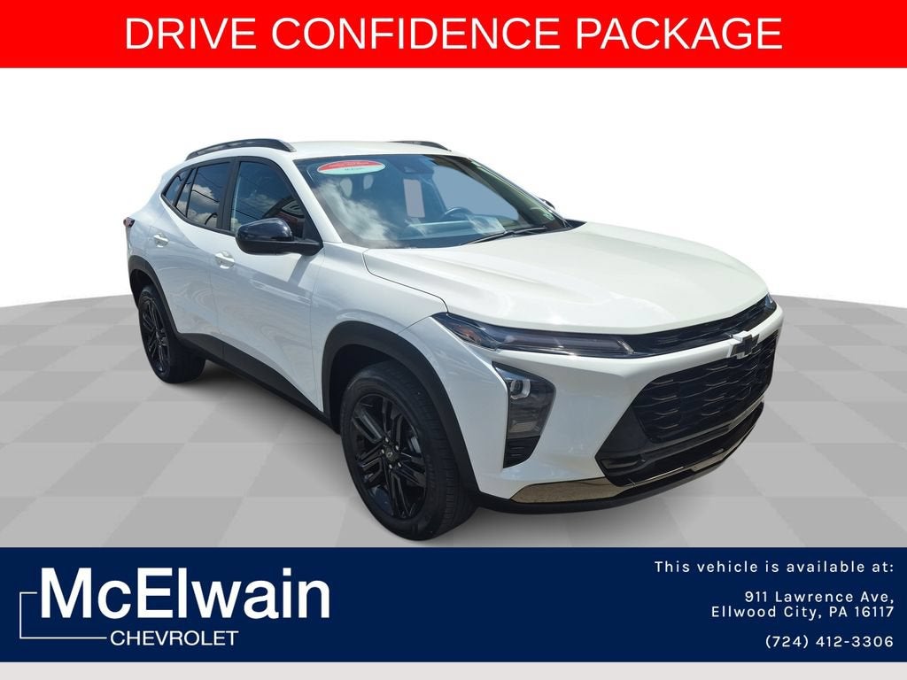 2025 Chevrolet Trax ACTIV in Summit White — front three-quarter view